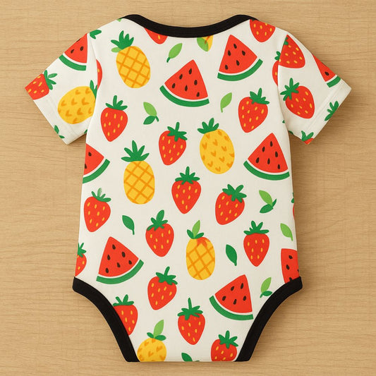 Baby Romper Jersey | Cute Fruit Print Strawberry, Pineapple & Watermelon Design Bodysuit for Newborns