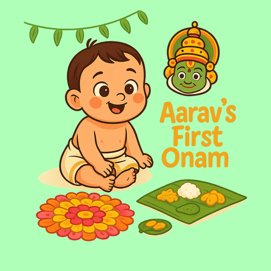 Custom Printed Onam Kids T-Shirt | Soft Cotton Festival Clothing