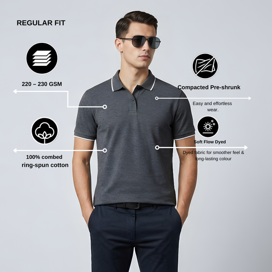 Charcoal Polo T-Shirt for Men – Cotton Collar T-Shirt Regular Fit