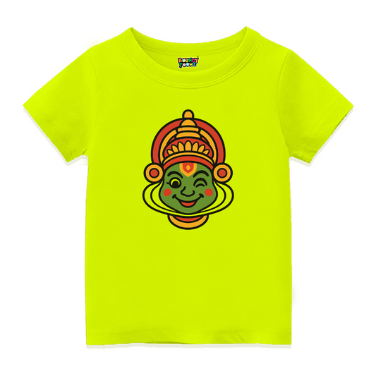 Kathakali Face Printed Kids T-Shirt – Traditional Kerala Onam Festival Outfit