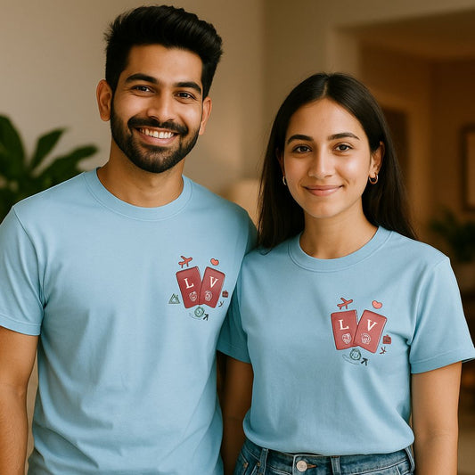 Customised Bucket List Traveller Passport Custom Initials Printed Couple Tshirts