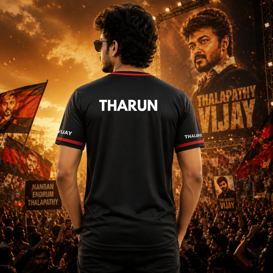 The G.O.A.T. Thalapathy Vijay Fan T-Shirt for Men | Premium Black Half Sleeve Graphic Jersey