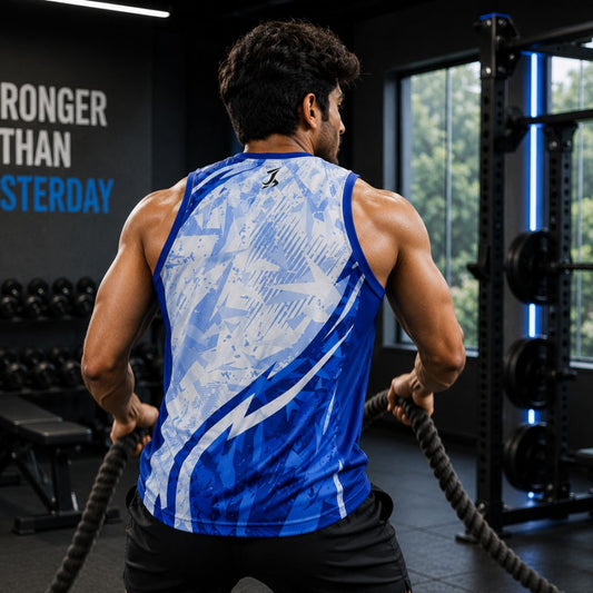 Men's Premium Active Wear Sleeveless Tank | Blue Sports Gym Vest