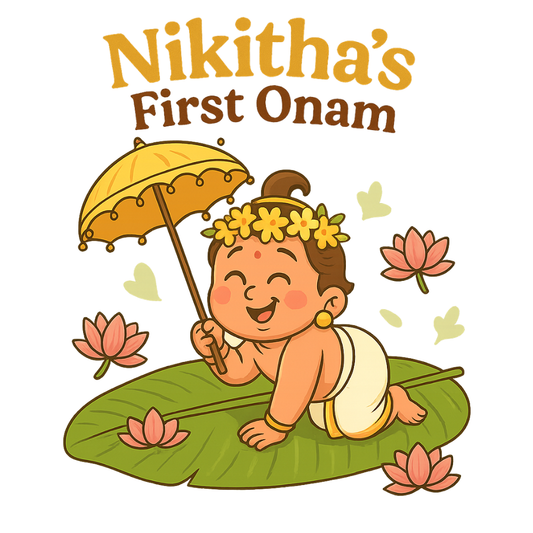 Onam Theme Kids T-Shirt | Premium Cotton Custom Name Tee