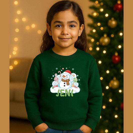 Personalized Kids Snowman Sweatshirt | Custom Name Winter Christmas Outfit