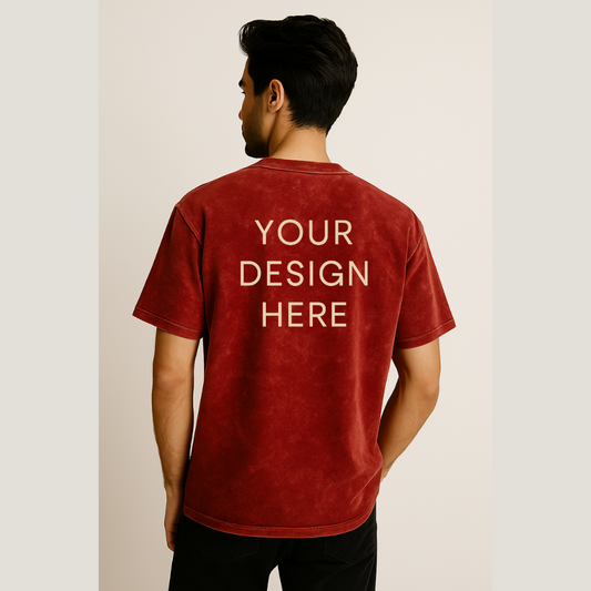 Customised Urban Wash Oversized Tee - Vintage Maroon Red