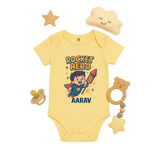 Customizable Superhero Baby Onesie with Name | First Diwali Outfit
