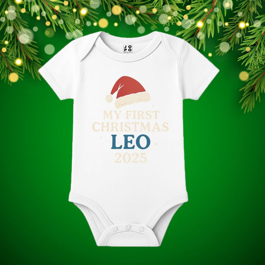 Personalized My First Christmas 2025 Romper with Santa Hat