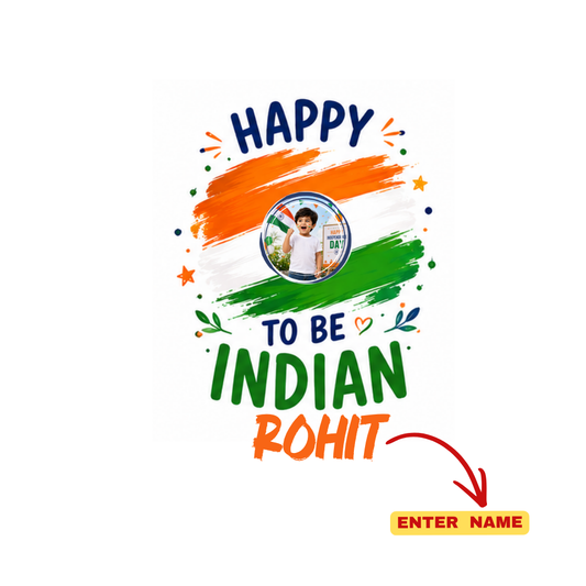Custom Name Independence Day Kids T-Shirt | Indian Flag Design