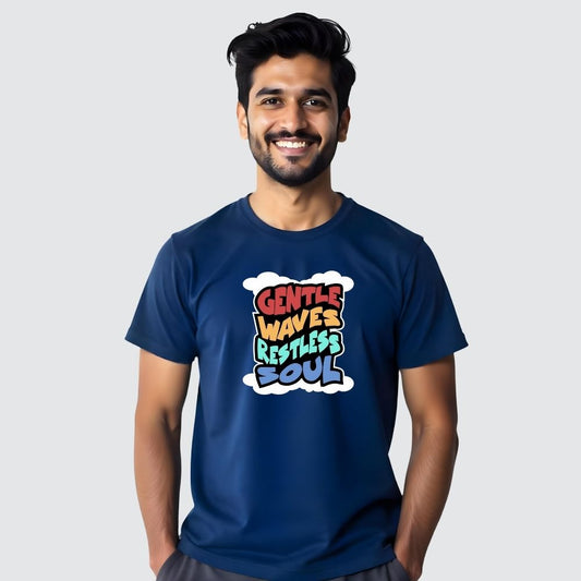 Gentle wave Restless soul - Men's Casual Tees Customised