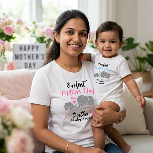 New Mom Gift – Our First Mother’s Day Matching T-Shirts & Rompers