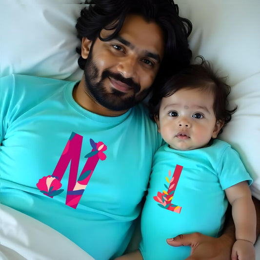 Dada Kiddoo Customised Initials Tshirt and Romper Combo