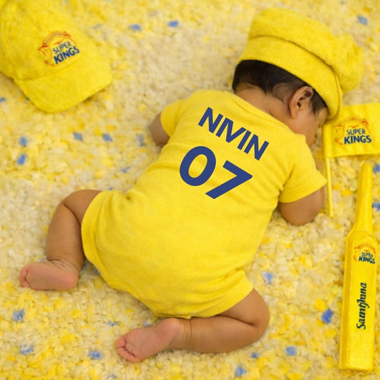 CSK IPL Baby Romper – Chennai Super Kings Cricket Fan Outfit for Babies