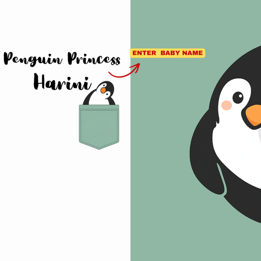 Personalized Penguin Kids Co-Ord Set | Custom Name Cotton T-Shirt & Shorts for Boys & Girls