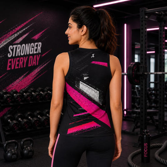 Women's Black & Pink Performance Training Tank for Everyday Fitness