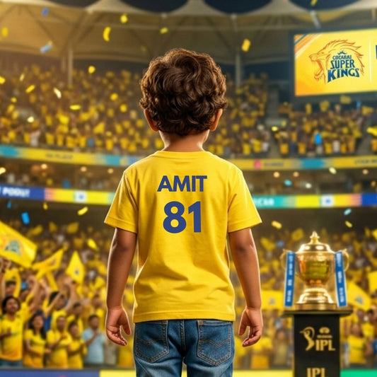 Chennai Super Kings CSK Fan T-Shirt for Kids – Yellow IPL Cricket Supporter Tee