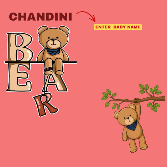 Personalized Teddy Bear Kids Co-Ord Set | Custom Name Cotton T-Shirt & Shorts for Boys & Girls