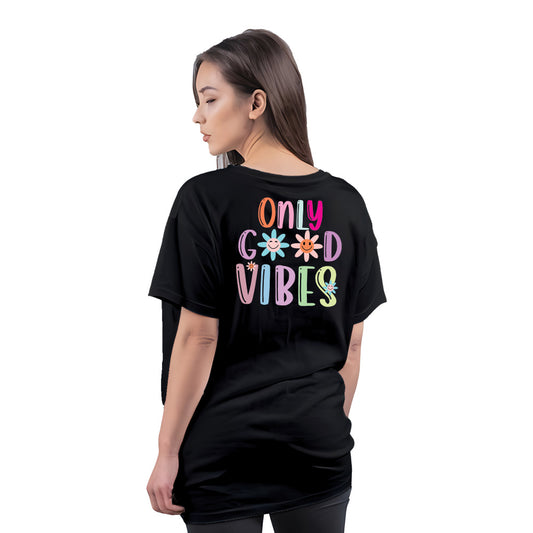 Oversized Good Vibes Print Women's T Shirt
