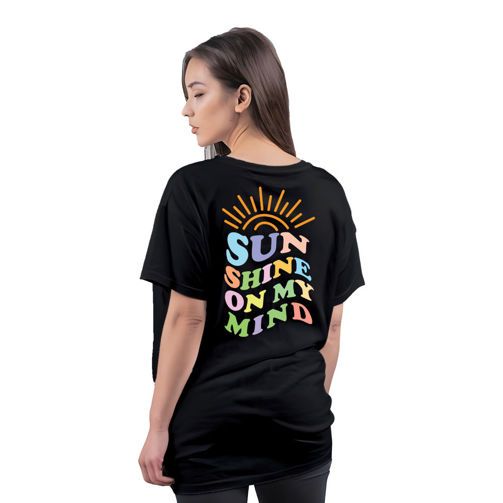 Drop Shoulder Oversized Sunshine Print Women's T Shirt