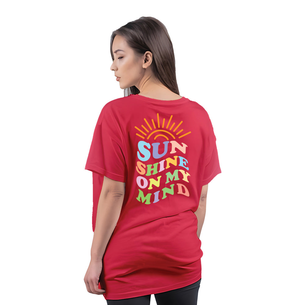 Drop Shoulder Oversized Sunshine Print Women's T Shirt