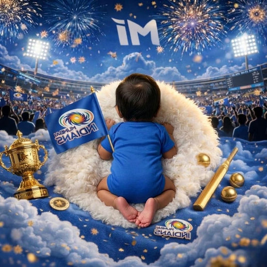 Personalised Mumbai Indians Baby Romper | Custom Name Number IPL Kids Romper