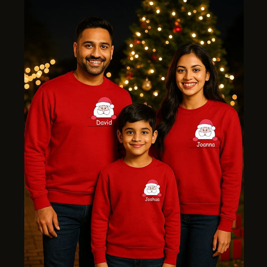 Personalized Family Christmas Sweatshirts Santa Face Outfit for Fesive Celebrations