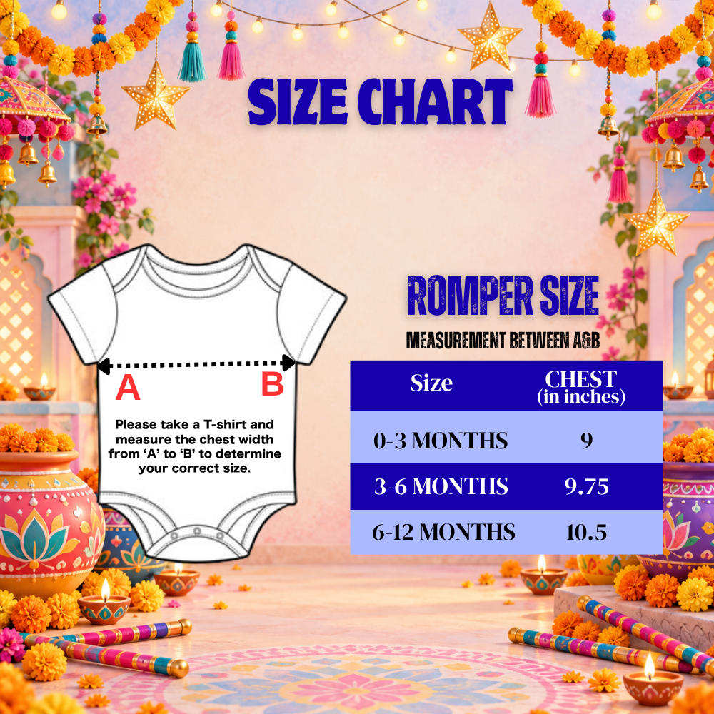 My First Navratri Baby Romper | Navy Blue Dandiya Festive Onesie