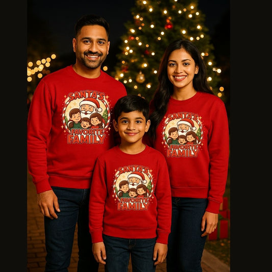 Santa’s Favorite Family Matching Christmas Sweatshirts - Holiday Outfit for Xmas