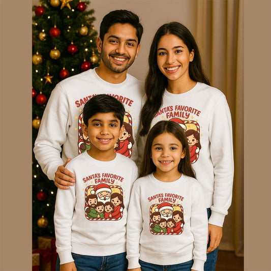 Santa’s Favorite Family Christmas Matching Sweatshirts