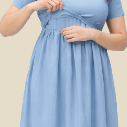 Maternity & Nursing Dress in Cotton | Feeding Nighty with Adjustable Back Tie | Pregnancy & Postpartum Wear | Custom Print Option
