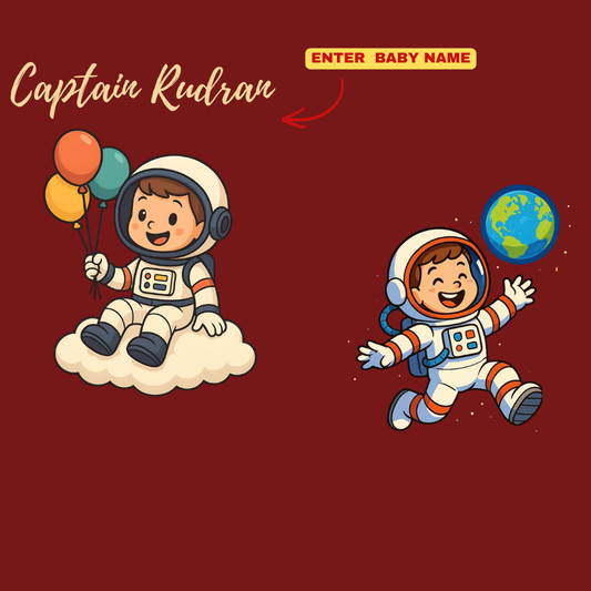 Space Explorer Kids Co-Ord Set | Custom Name Astronaut Cotton T-Shirt & Shorts for Boys & Girls