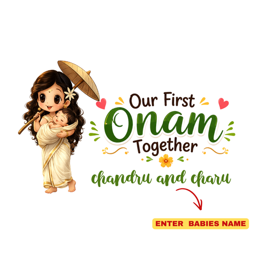Kerala Festival Sibling T-Shirt & Baby Romper Combo | Soft Cotton Outfit