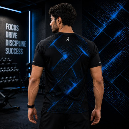 Men's Black & Blue Active Wear Performance T-Shirt – Quick Dry Sports Tee