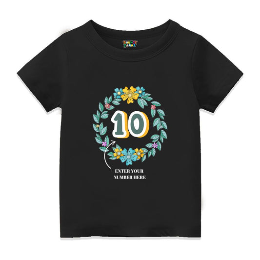 Floral Alphabets Kids Customised Age Tshirts