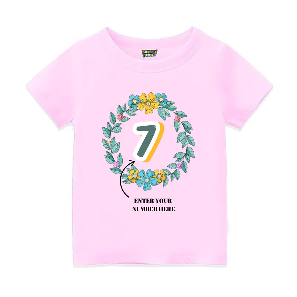 Floral Alphabets Kids Customised Age Tshirts