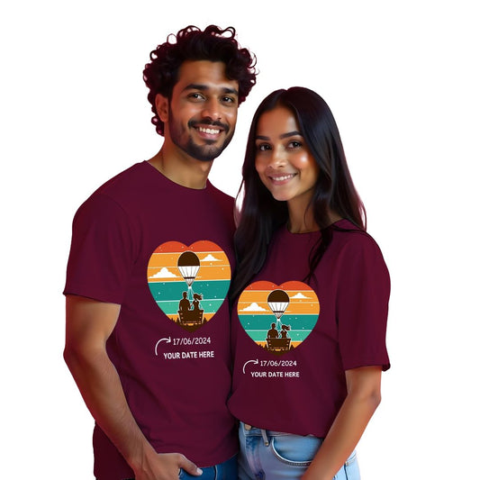 Customised hot air balloon couple T-shirts