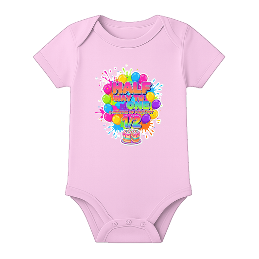 My Half Birthday Onesie Personalized Baby Outfit - BABY PINK - 0 - 3 Months (Chest 18")
