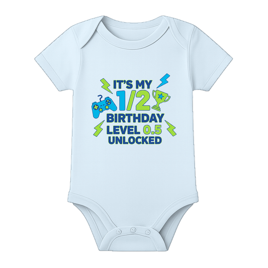 6 Month Old Baby Onesie with Name Customization - BABY SKY - 0 - 3 Months (Chest 18")