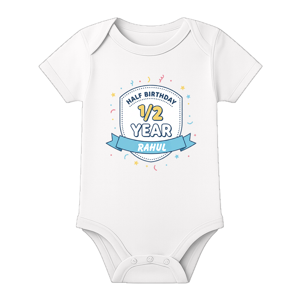 6 Month Baby Milestone Romper Personalized Design - WHITE - 0 - 3 Months (Chest 18")