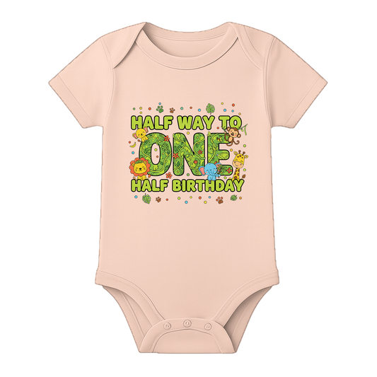 Half Birthday Baby Outfit India Custom Name - BABY PEACH - 0 - 3 Months (Chest 18")