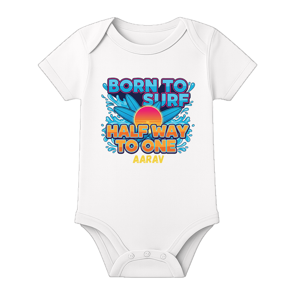 Half Birthday Baby Girl Romper Personalized - WHITE - 0 - 3 Months (Chest 18")