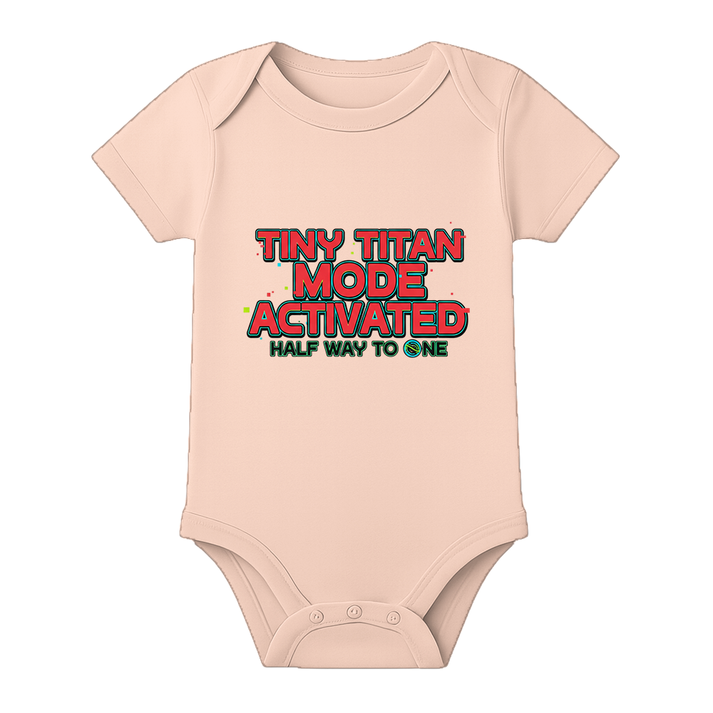 Half Birthday Custom Printed Baby Onesie - BABY PEACH - 0 - 3 Months (Chest 18")
