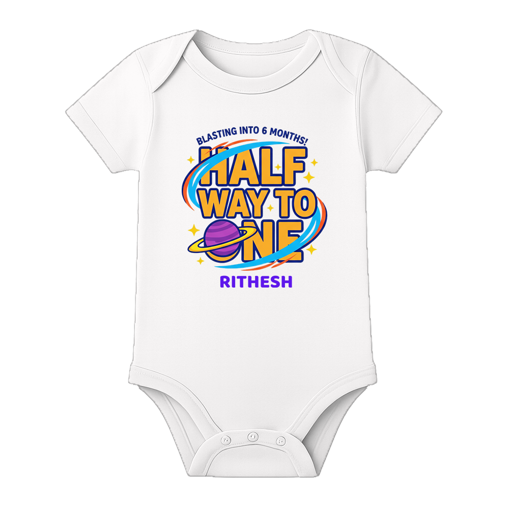 6 Month Baby Keepsake Outfit Custom Print - WHITE - 0 - 3 Months (Chest 18")