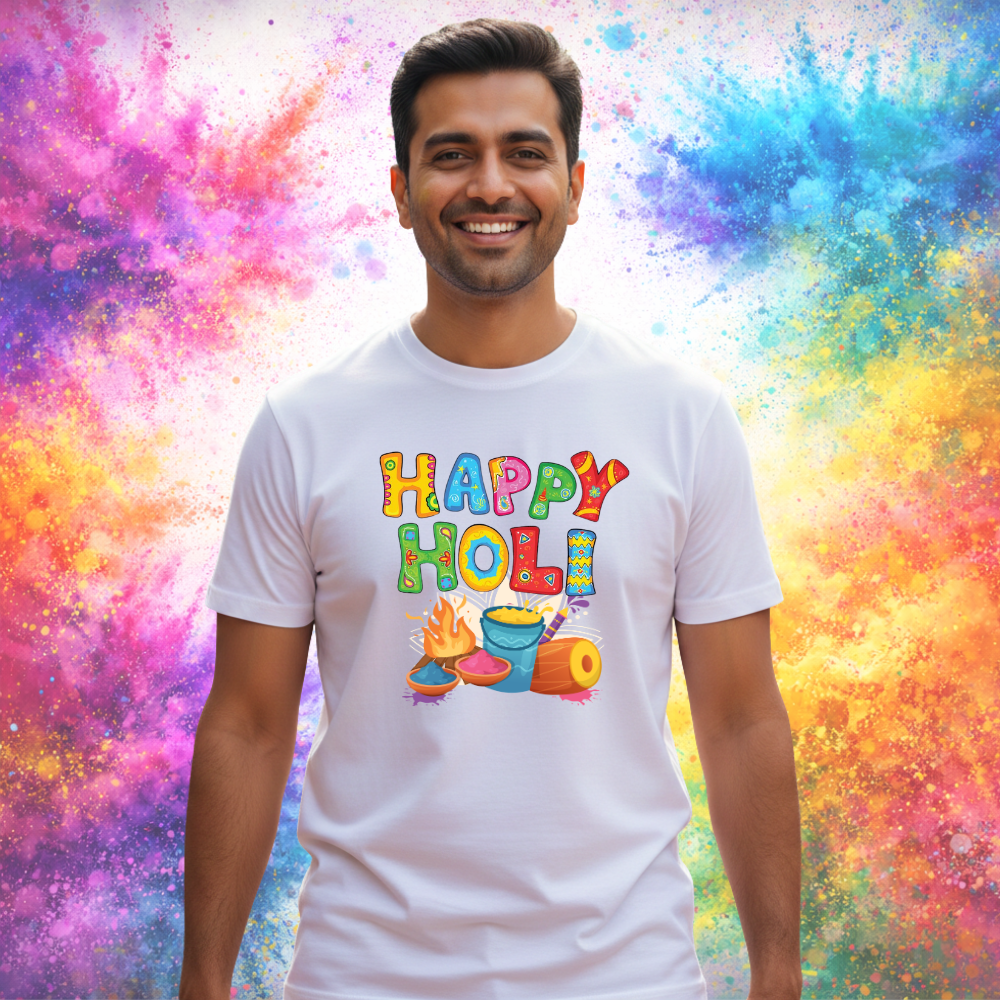 Happy Holi Ki TShirt for Family, Friends & Couples