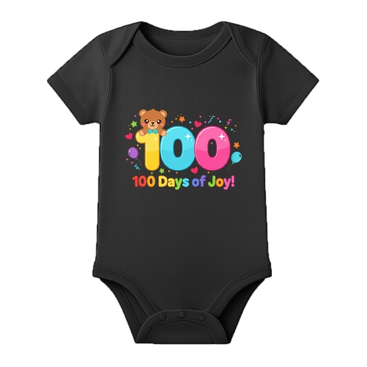 100 Days Baby Romper Cute Milestone Outfit for Baby Boy and Girl - BLACK - 0 - 3 Months (Chest 18")