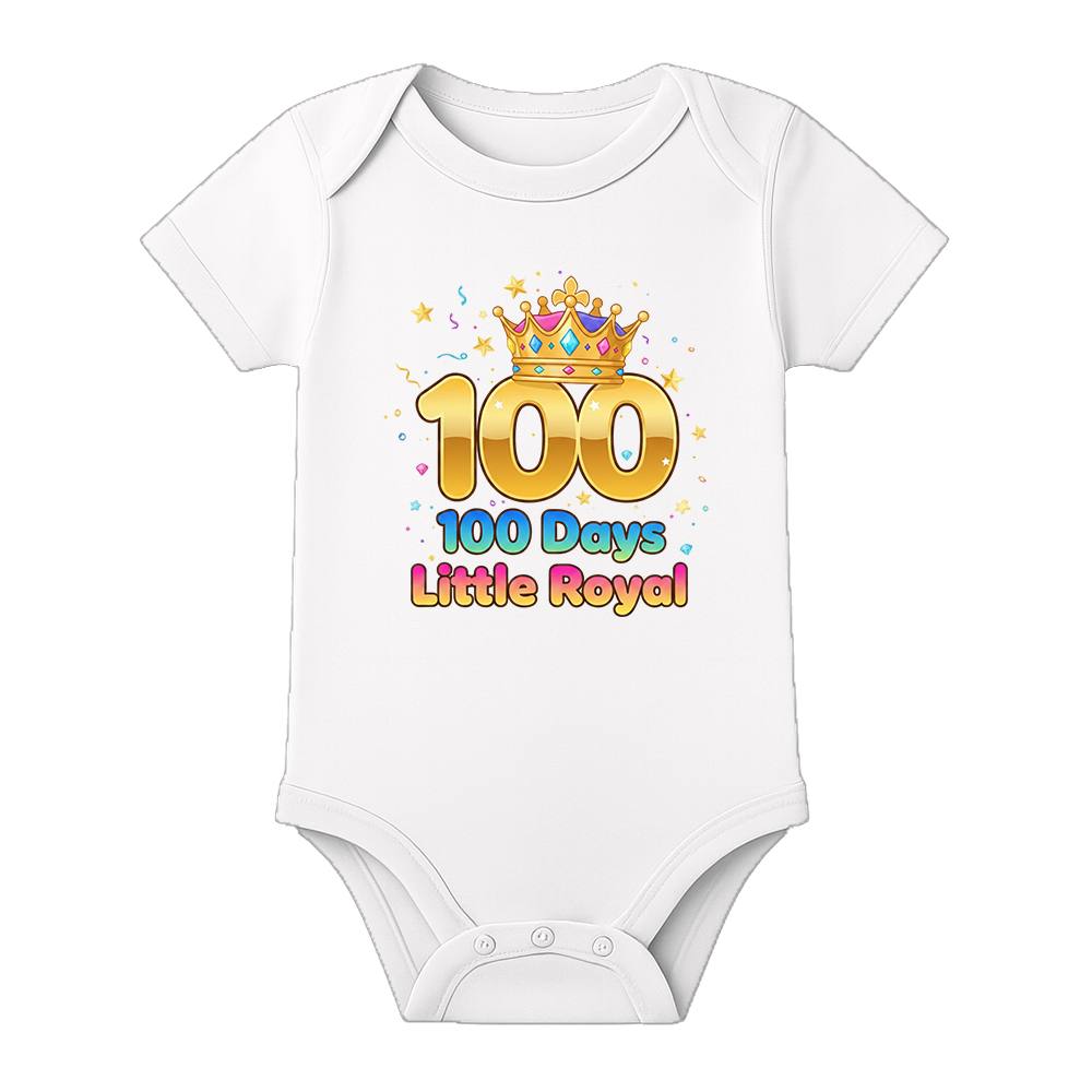 100th Day Celebration Romper Soft Cotton Baby Outfit - WHITE - 0 - 3 Months (Chest 18")