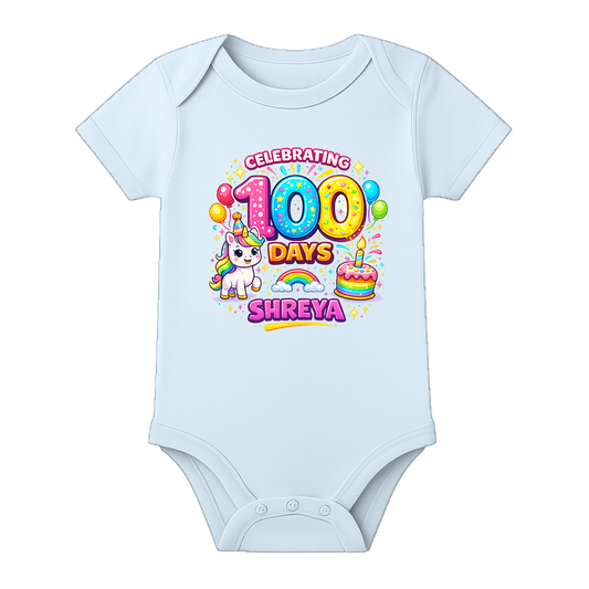 100 Days Old Baby Romper Soft Cotton Outfit - BABY SKY - 0 - 3 Months (Chest 18")