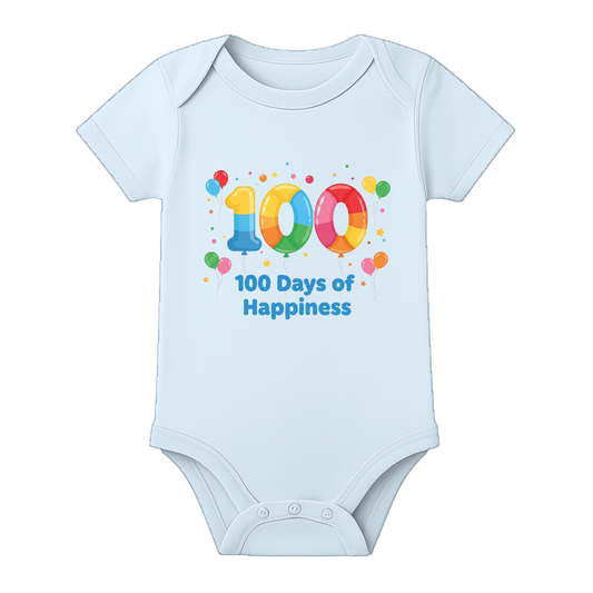 100 Days Milestone Romper for Infant Baby - BABY SKY - 0 - 3 Months (Chest 18")