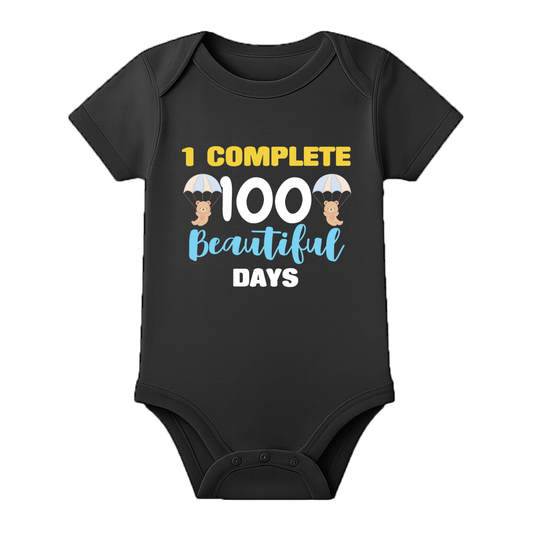 100 Days Baby Outfit Romper for Family Celebration - BLACK - 0 - 3 Months (Chest 18")