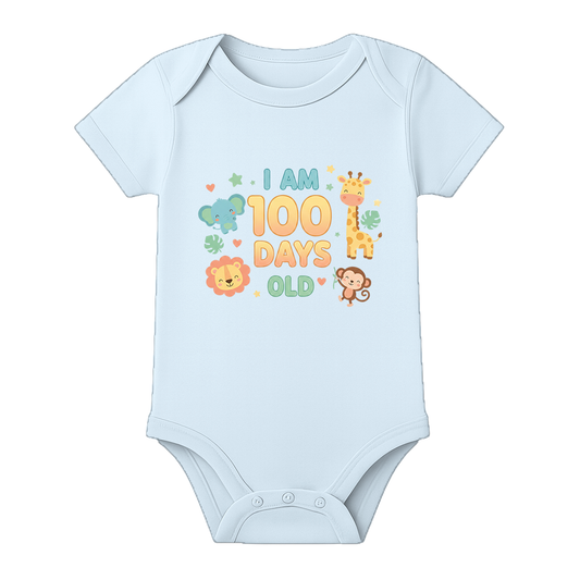 100 Days Complete Baby Romper Premium Fabric - BABY SKY - 0 - 3 Months (Chest 18")